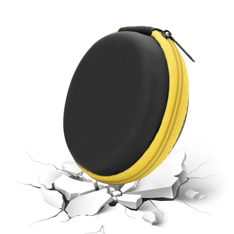 Cadorabo Kopfhörer Aufbewahrungsbox Runde Robuste Tasche aus formstabilem Stoff mit Netzfach und Reißverschluss für Headset, In-Ear Headphone und vieles mehr