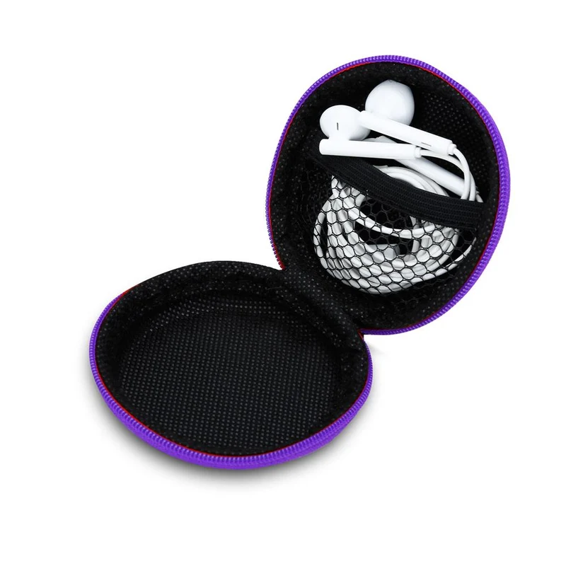 Cadorabo Kopfhörer Aufbewahrungsbox Runde Robuste Tasche aus formstabilem Stoff mit Netzfach und Reißverschluss für Headset, In-Ear Headphone und vieles mehr