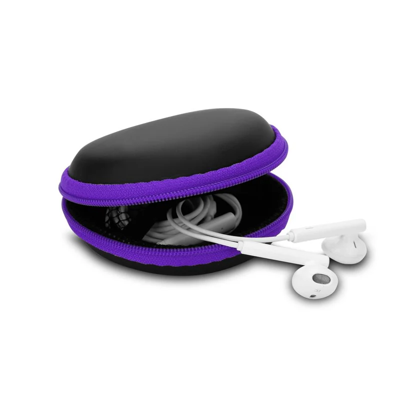 Cadorabo Kopfhörer Aufbewahrungsbox Runde Robuste Tasche aus formstabilem Stoff mit Netzfach und Reißverschluss für Headset, In-Ear Headphone und vieles mehr