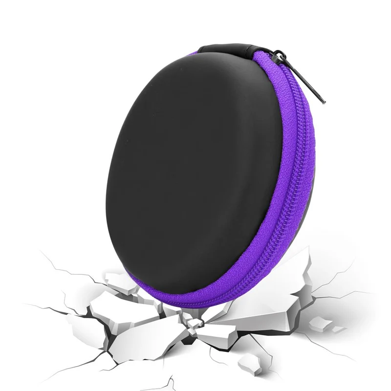 Cadorabo Kopfhörer Aufbewahrungsbox Runde Robuste Tasche aus formstabilem Stoff mit Netzfach und Reißverschluss für Headset, In-Ear Headphone und vieles mehr