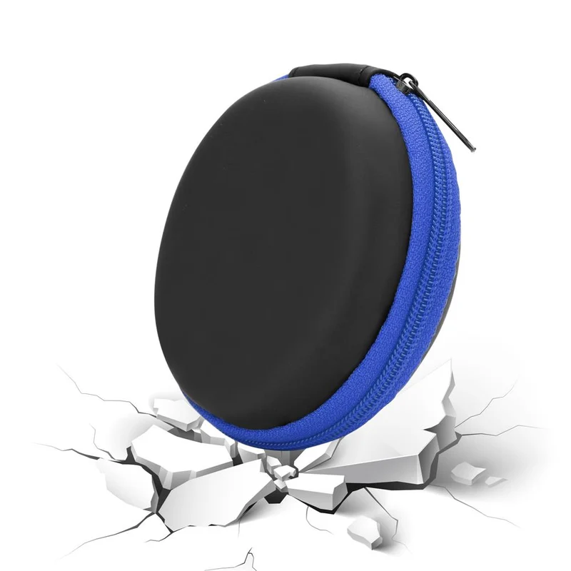 Cadorabo Kopfhörer Aufbewahrungsbox Runde Robuste Tasche aus formstabilem Stoff mit Netzfach und Reißverschluss für Headset, In-Ear Headphone und vieles mehr