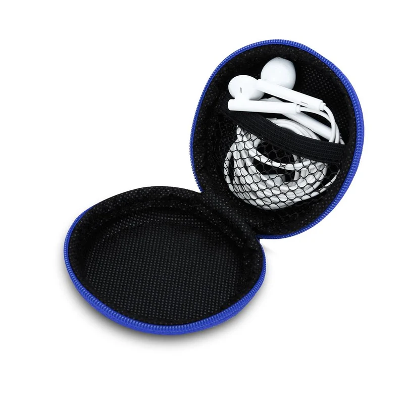 Cadorabo Kopfhörer Aufbewahrungsbox Runde Robuste Tasche aus formstabilem Stoff mit Netzfach und Reißverschluss für Headset, In-Ear Headphone und vieles mehr