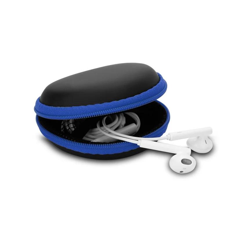 Cadorabo Kopfhörer Aufbewahrungsbox Runde Robuste Tasche aus formstabilem Stoff mit Netzfach und Reißverschluss für Headset, In-Ear Headphone und vieles mehr