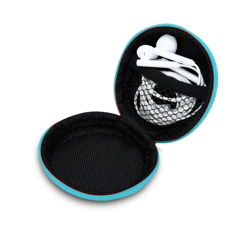 Cadorabo Kopfhörer Aufbewahrungsbox Runde Robuste Tasche aus formstabilem Stoff mit Netzfach und Reißverschluss für Headset, In-Ear Headphone und vieles mehr