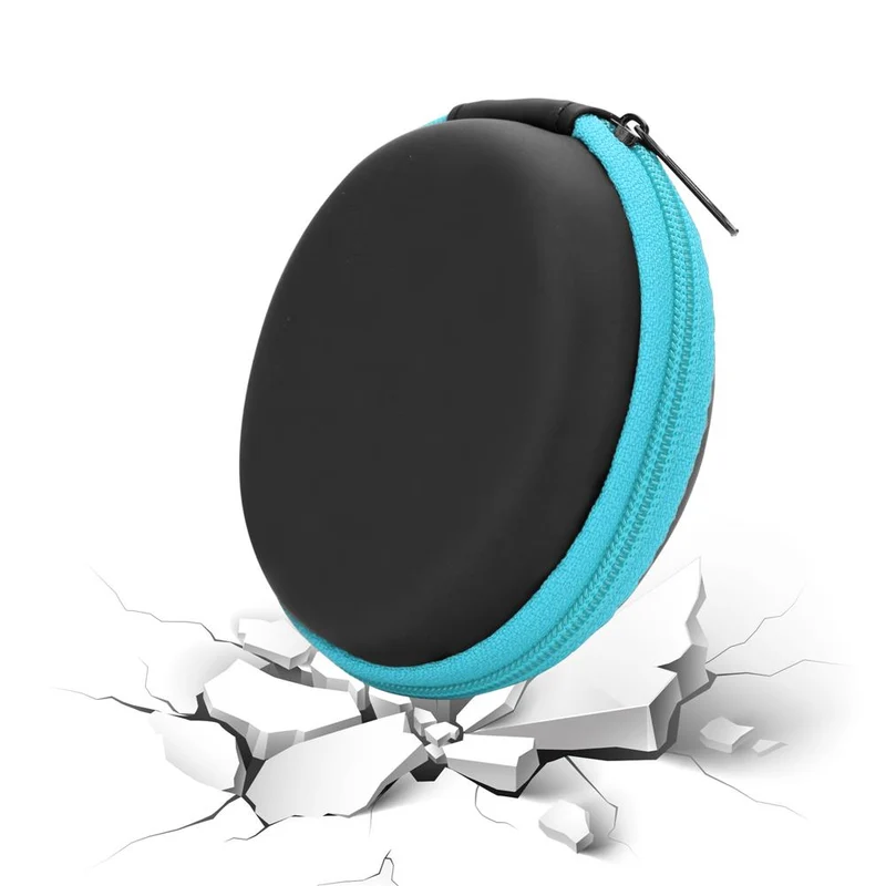 Cadorabo Kopfhörer Aufbewahrungsbox Runde Robuste Tasche aus formstabilem Stoff mit Netzfach und Reißverschluss für Headset, In-Ear Headphone und vieles mehr
