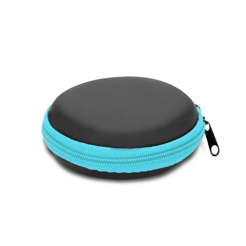 Cadorabo Kopfhörer Aufbewahrungsbox Runde Robuste Tasche aus formstabilem Stoff mit Netzfach und Reißverschluss für Headset, In-Ear Headphone und vieles mehr
