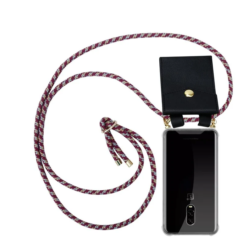 Cadorabo Handy Kette kompatibel mit OnePlus 6T Silikon Schutzhülle mit Gold Ringen, Kordel Band und abnehmbarem Etui