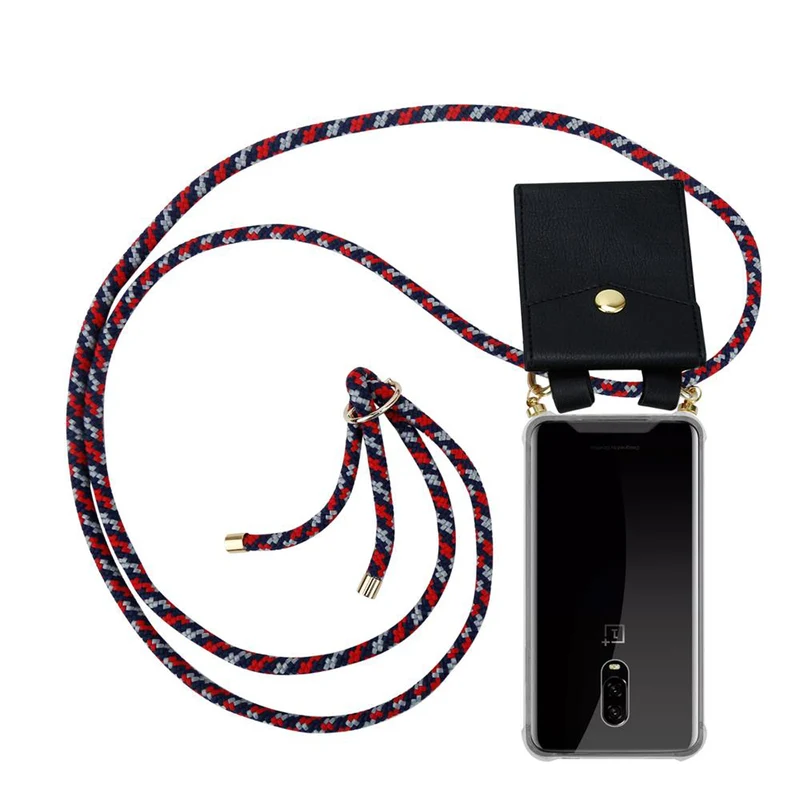 Cadorabo Handy Kette kompatibel mit OnePlus 6T Silikon Schutzhülle mit Gold Ringen, Kordel Band und abnehmbarem Etui
