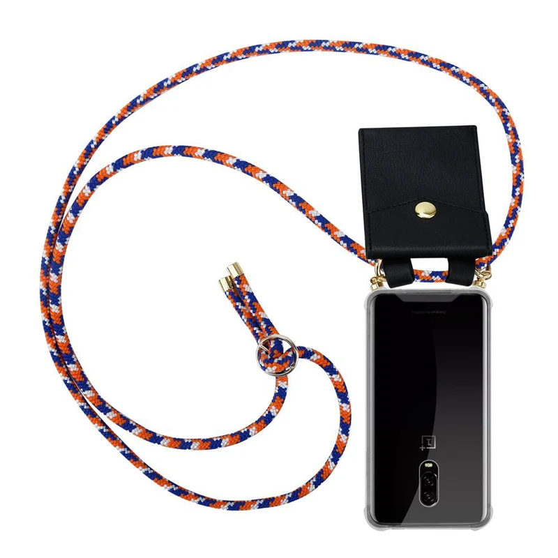 Cadorabo Handy Kette kompatibel mit OnePlus 6T Silikon Schutzhülle mit Gold Ringen, Kordel Band und abnehmbarem Etui
