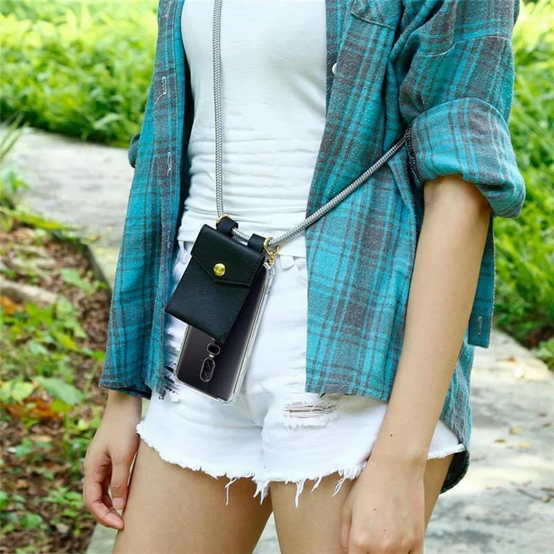 Cadorabo Handy Kette kompatibel mit OnePlus 6 Silikon Schutzhülle mit Gold Ringen, Kordel Band und abnehmbarem Etui