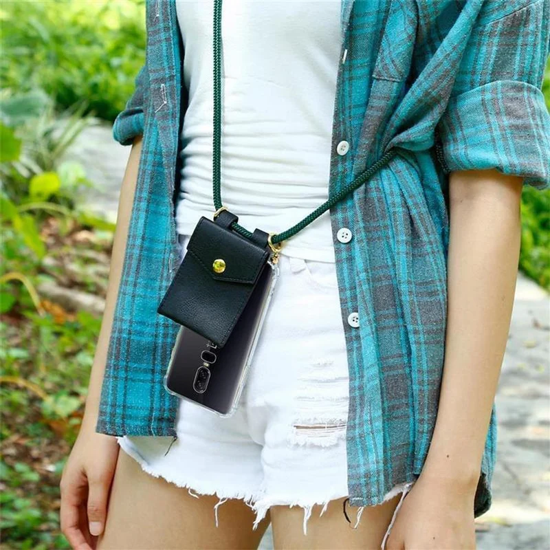 Cadorabo Handy Kette kompatibel mit OnePlus 6 Silikon Schutzhülle mit Gold Ringen, Kordel Band und abnehmbarem Etui