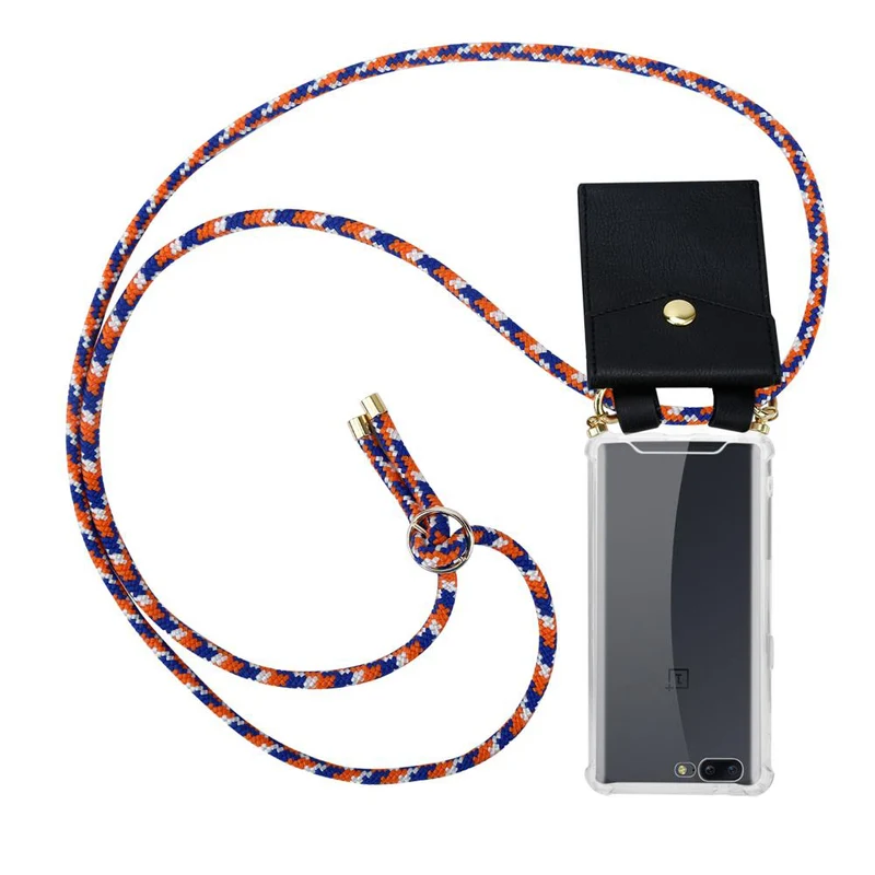 Cadorabo Handy Kette kompatibel mit OnePlus 5 Silikon Schutzhülle mit Gold Ringen, Kordel Band und abnehmbarem Etui