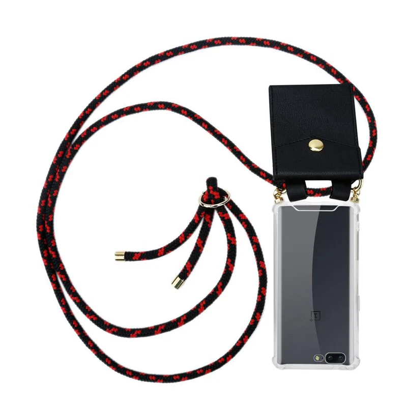 Cadorabo Handy Kette kompatibel mit OnePlus 5 Silikon Schutzhülle mit Gold Ringen, Kordel Band und abnehmbarem Etui