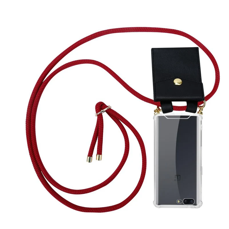 Cadorabo Handy Kette kompatibel mit OnePlus 5 Silikon Schutzhülle mit Gold Ringen, Kordel Band und abnehmbarem Etui
