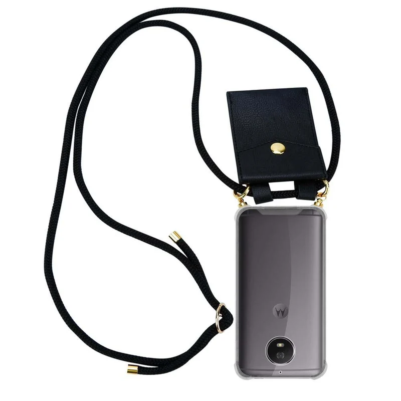 Cadorabo Handy Kette kompatibel mit Motorola MOTO G5S Silikon Schutzhülle mit Gold Ringen, Kordel Band und abnehmbarem Etui