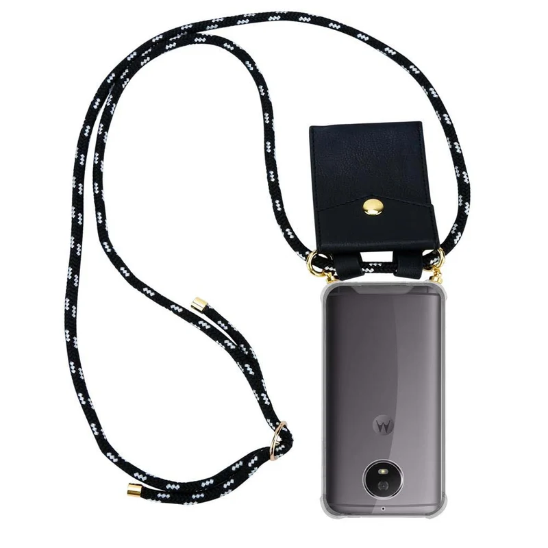 Cadorabo Handy Kette kompatibel mit Motorola MOTO G5S Silikon Schutzhülle mit Gold Ringen, Kordel Band und abnehmbarem Etui