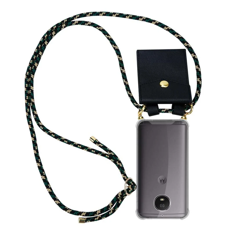 Cadorabo Handy Kette kompatibel mit Motorola MOTO G5S Silikon Schutzhülle mit Gold Ringen, Kordel Band und abnehmbarem Etui
