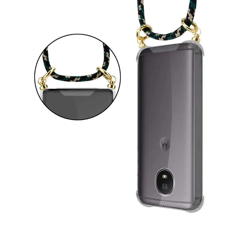 Cadorabo Handy Kette kompatibel mit Motorola MOTO G5S Silikon Schutzhülle mit Gold Ringen, Kordel Band und abnehmbarem Etui
