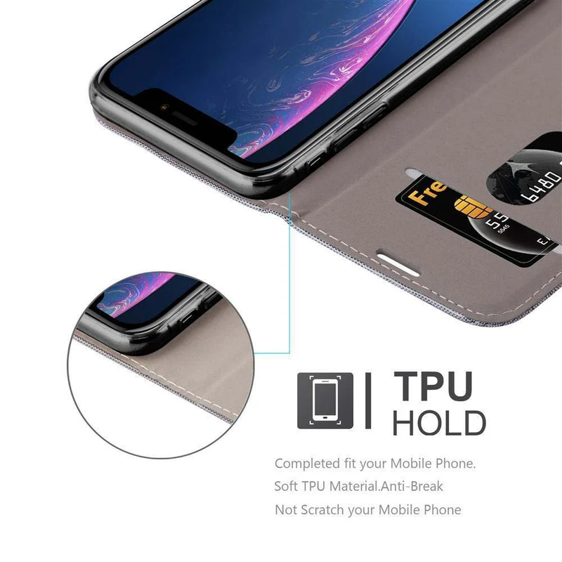 Cadorabo Hülle kompatibel mit Apple iPhone XR Schutzhülle mit Magnetverschluss, Standfunktion und Kartenfach