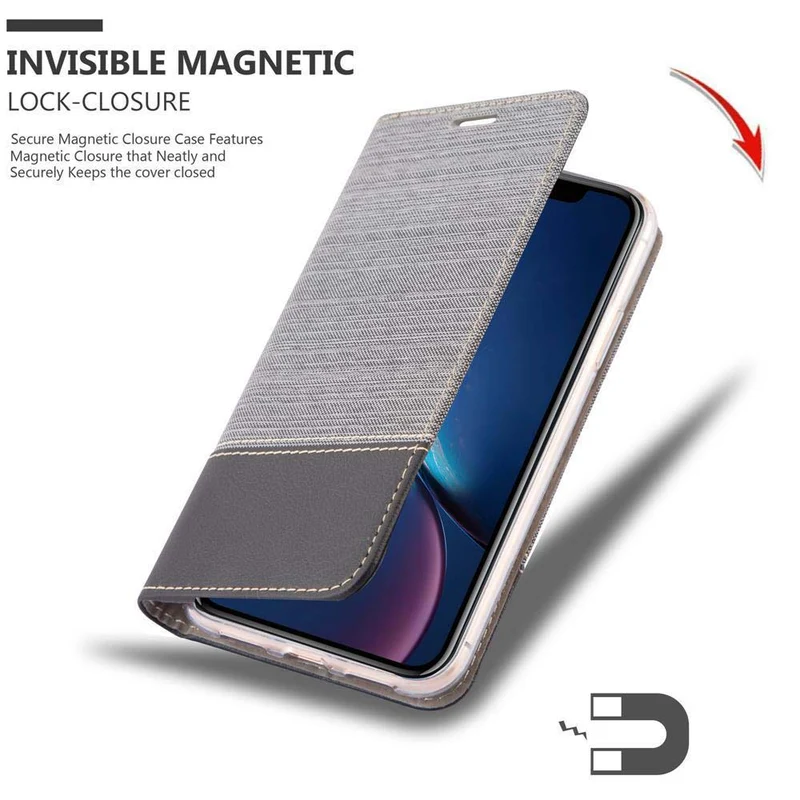 Cadorabo Hülle kompatibel mit Apple iPhone XR Schutzhülle mit Magnetverschluss, Standfunktion und Kartenfach