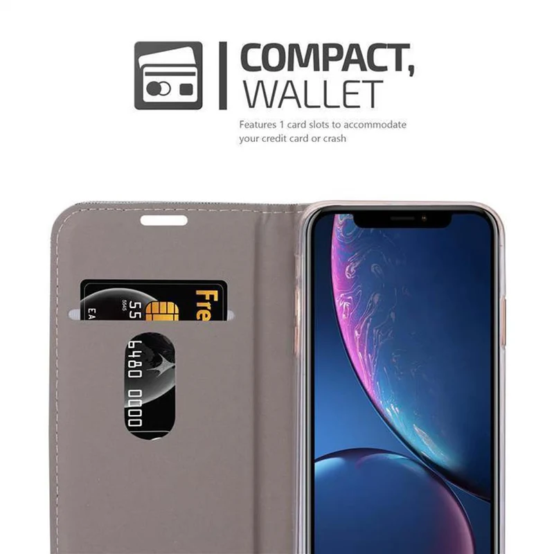 Cadorabo Hülle kompatibel mit Apple iPhone XR Schutzhülle mit Magnetverschluss, Standfunktion und Kartenfach