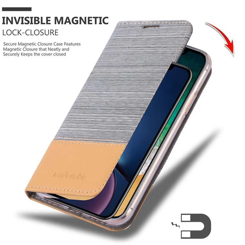 Cadorabo Hülle kompatibel mit Apple iPhone XR Schutzhülle mit Magnetverschluss, Standfunktion und Kartenfach