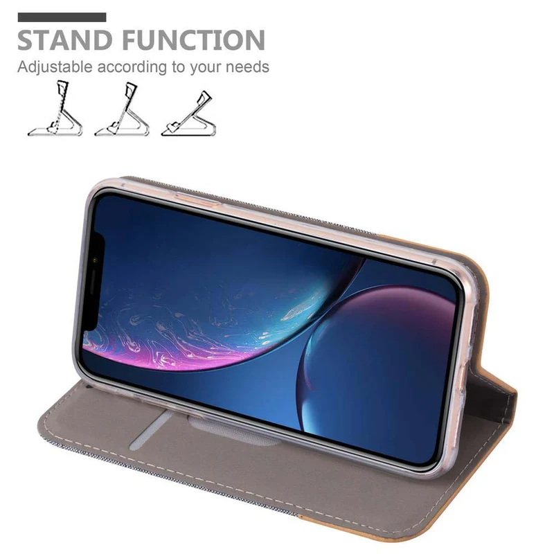 Cadorabo Hülle kompatibel mit Apple iPhone XR Schutzhülle mit Magnetverschluss, Standfunktion und Kartenfach