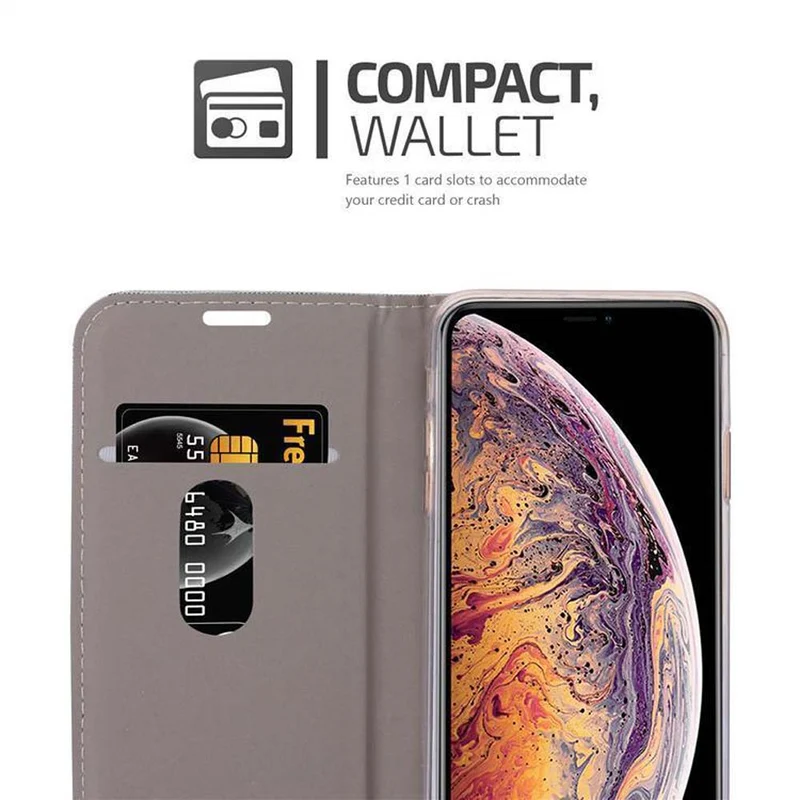Cadorabo Hülle kompatibel mit Apple iPhone XS MAX Schutzhülle mit Magnetverschluss, Standfunktion und Kartenfach