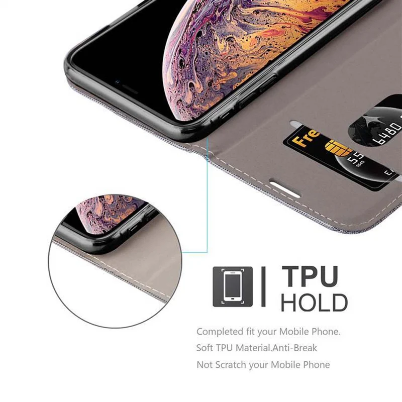 Cadorabo Hülle kompatibel mit Apple iPhone XS MAX Schutzhülle mit Magnetverschluss, Standfunktion und Kartenfach