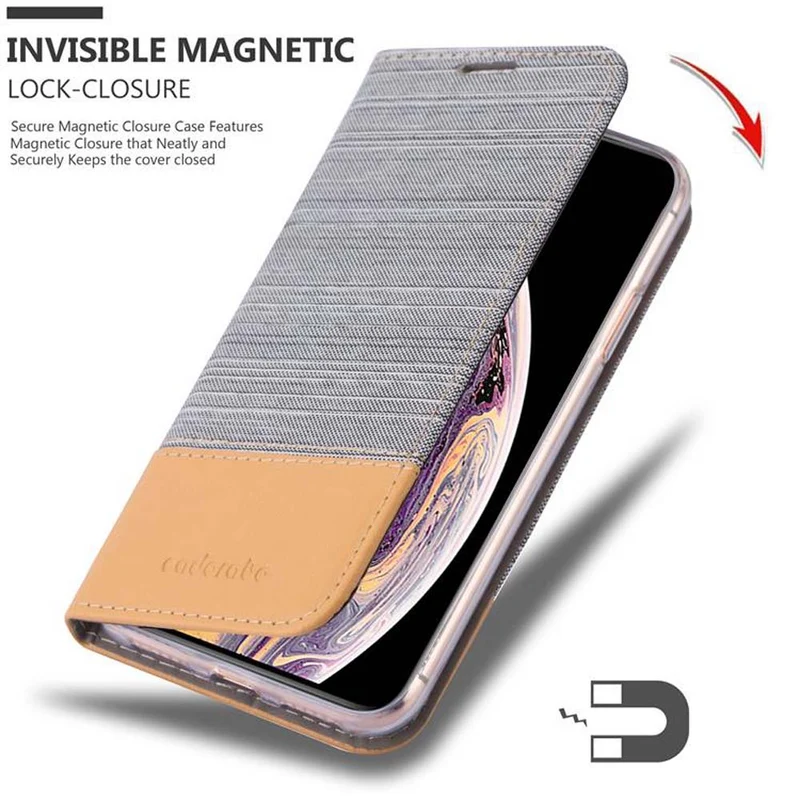 Cadorabo Hülle kompatibel mit Apple iPhone XS MAX Schutzhülle mit Magnetverschluss, Standfunktion und Kartenfach