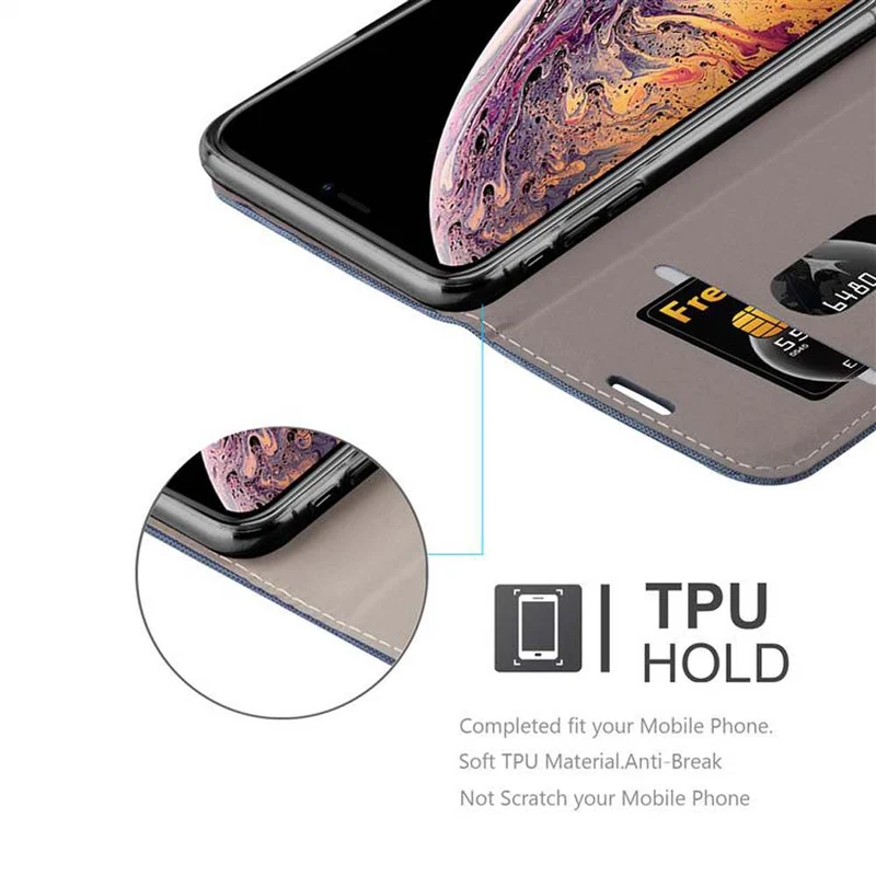 Cadorabo Hülle kompatibel mit Apple iPhone XS MAX Schutzhülle mit Magnetverschluss, Standfunktion und Kartenfach