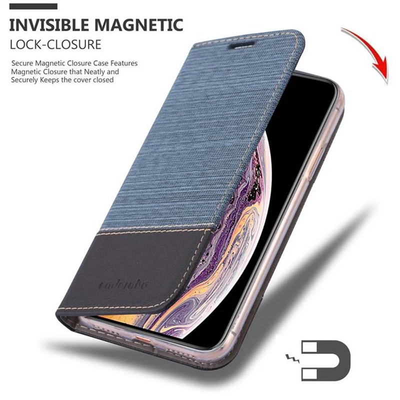 Cadorabo Hülle kompatibel mit Apple iPhone XS MAX Schutzhülle mit Magnetverschluss, Standfunktion und Kartenfach