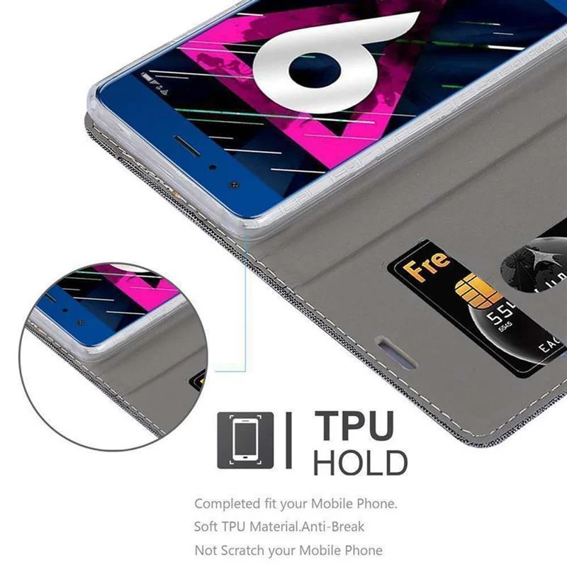 Cadorabo Hülle kompatibel mit Honor 9 Schutzhülle mit Magnetverschluss, Standfunktion und Kartenfach