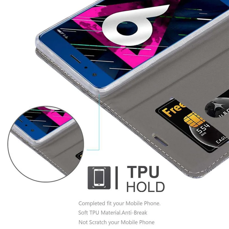 Cadorabo Hülle kompatibel mit Honor 9 Schutzhülle mit Magnetverschluss, Standfunktion und Kartenfach