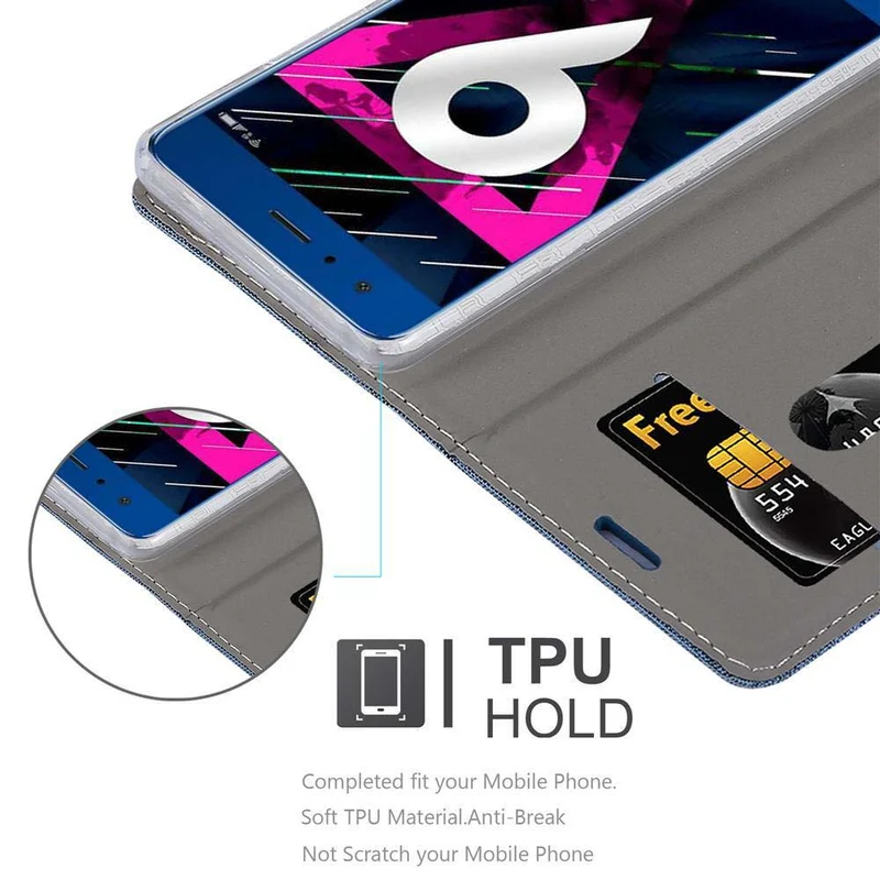 Cadorabo Hülle kompatibel mit Honor 9 Schutzhülle mit Magnetverschluss, Standfunktion und Kartenfach