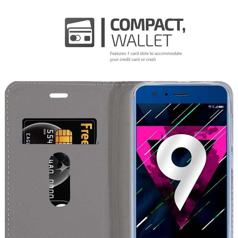 Cadorabo Hülle kompatibel mit Honor 9 Schutzhülle mit Magnetverschluss, Standfunktion und Kartenfach