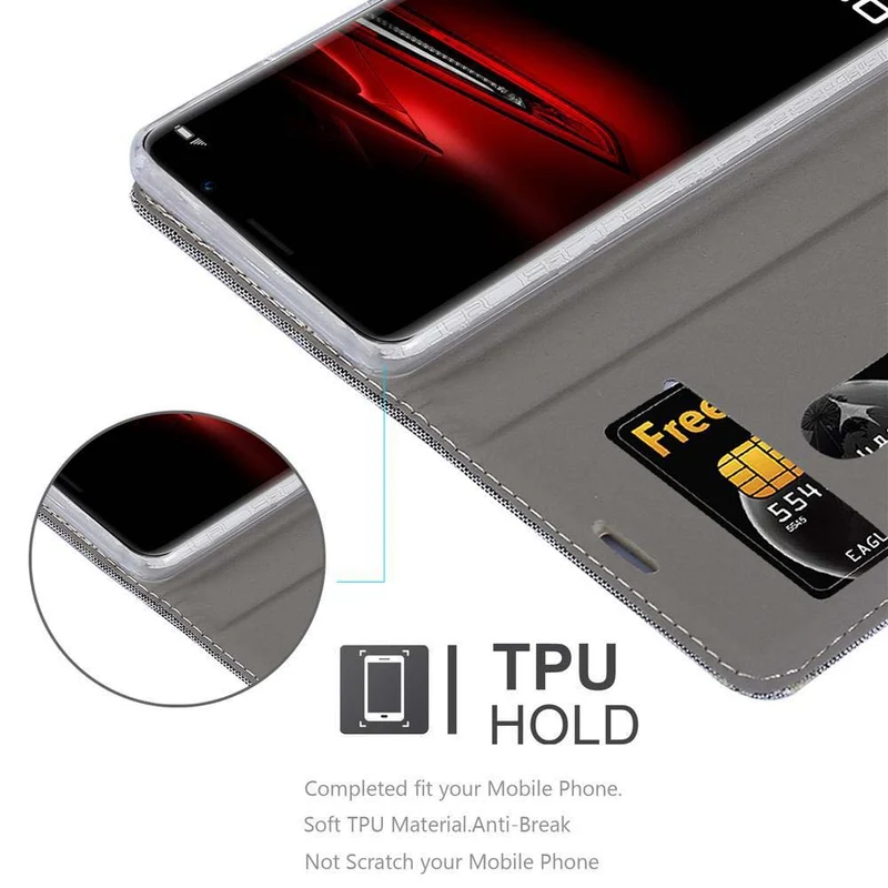 Cadorabo Hülle kompatibel mit Huawei MATE RS Schutzhülle mit Magnetverschluss, Standfunktion und Kartenfach