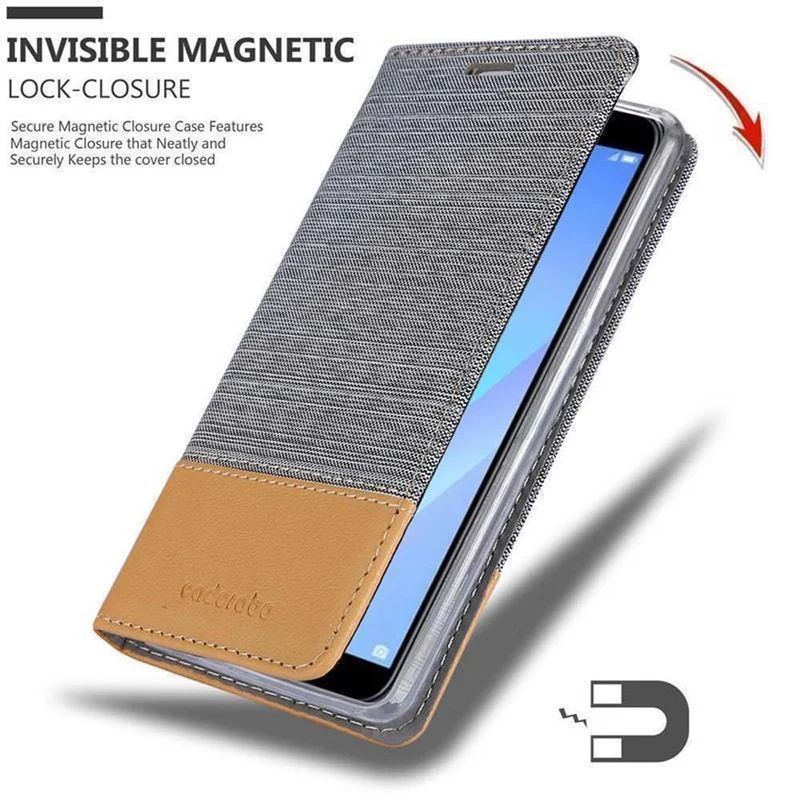 Cadorabo Hülle kompatibel mit Huawei Y6 PRIME Schutzhülle mit Magnetverschluss, Standfunktion und Kartenfach