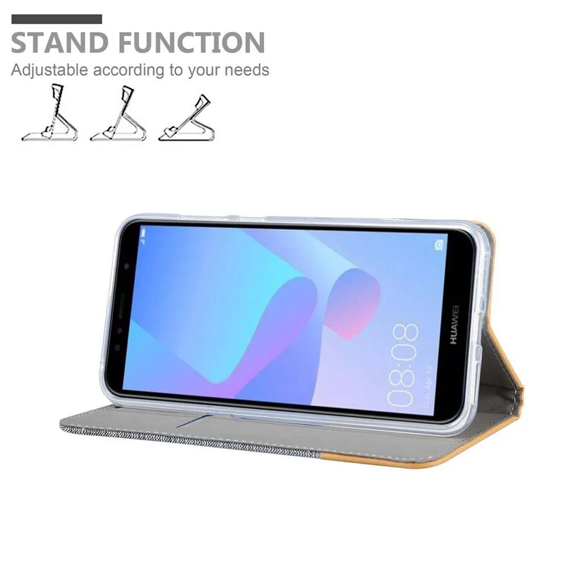 Cadorabo Hülle kompatibel mit Huawei Y6 PRIME Schutzhülle mit Magnetverschluss, Standfunktion und Kartenfach