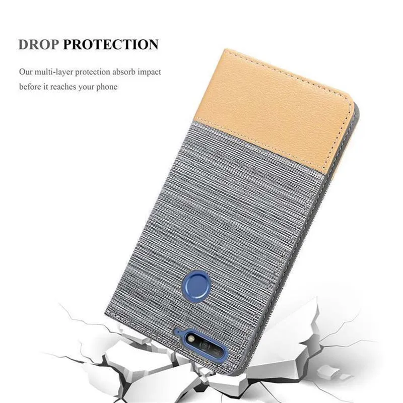 Cadorabo Hülle kompatibel mit Huawei Y6 PRIME Schutzhülle mit Magnetverschluss, Standfunktion und Kartenfach