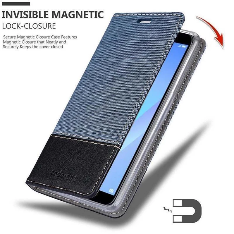 Cadorabo Hülle kompatibel mit Huawei Y6 PRIME Schutzhülle mit Magnetverschluss, Standfunktion und Kartenfach