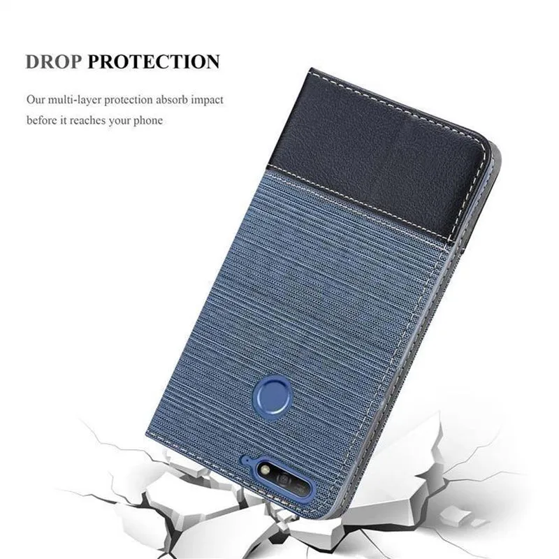 Cadorabo Hülle kompatibel mit Huawei Y6 PRIME Schutzhülle mit Magnetverschluss, Standfunktion und Kartenfach
