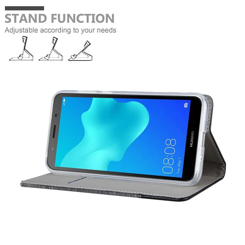 Cadorabo Hülle kompatibel mit Huawei Y5 PRIME 2018 / Y5 2018 Schutzhülle mit Magnetverschluss, Standfunktion und Kartenfach