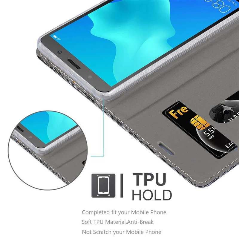 Cadorabo Hülle kompatibel mit Huawei Y5 PRIME 2018 / Y5 2018 Schutzhülle mit Magnetverschluss, Standfunktion und Kartenfach