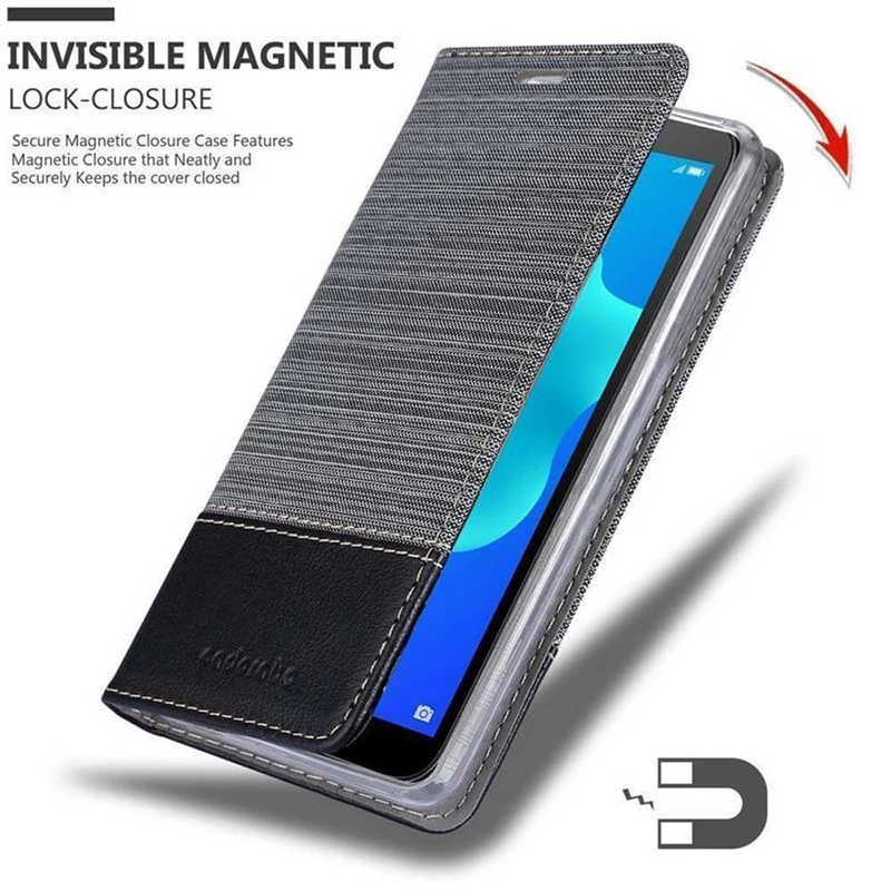 Cadorabo Hülle kompatibel mit Huawei Y5 PRIME 2018 / Y5 2018 Schutzhülle mit Magnetverschluss, Standfunktion und Kartenfach