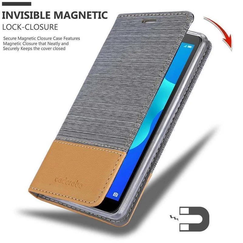 Cadorabo Hülle kompatibel mit Huawei Y5 PRIME 2018 / Y5 2018 Schutzhülle mit Magnetverschluss, Standfunktion und Kartenfach