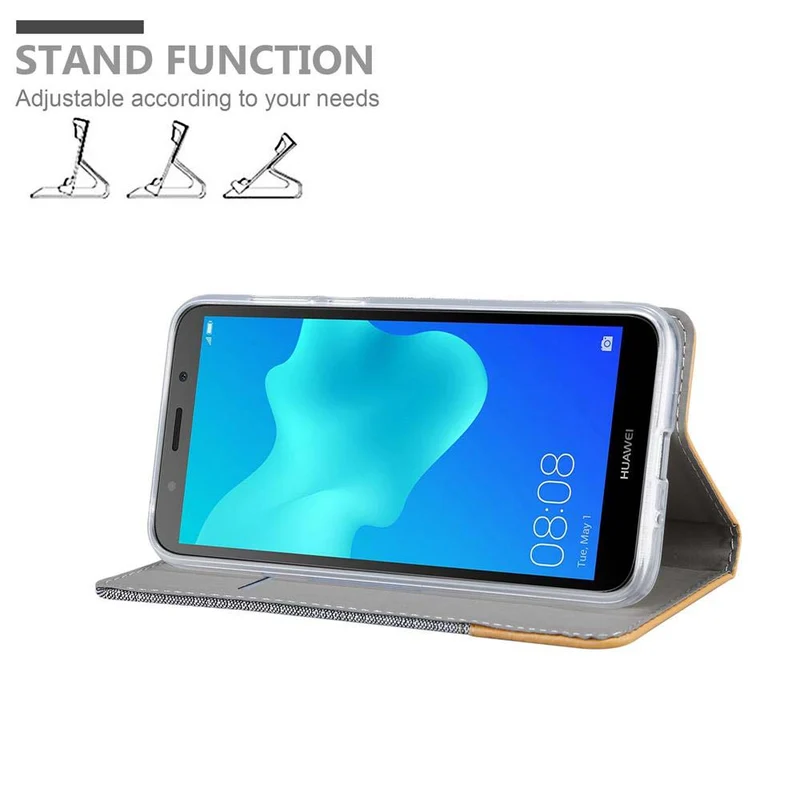 Cadorabo Hülle kompatibel mit Huawei Y5 PRIME 2018 / Y5 2018 Schutzhülle mit Magnetverschluss, Standfunktion und Kartenfach