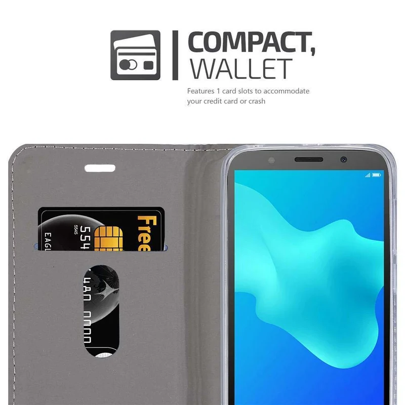 Cadorabo Hülle kompatibel mit Huawei Y5 PRIME 2018 / Y5 2018 Schutzhülle mit Magnetverschluss, Standfunktion und Kartenfach