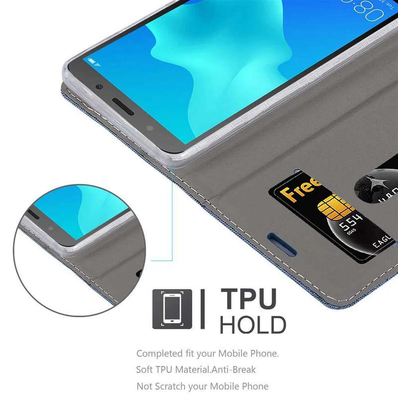 Cadorabo Hülle kompatibel mit Huawei Y5 PRIME 2018 / Y5 2018 Schutzhülle mit Magnetverschluss, Standfunktion und Kartenfach