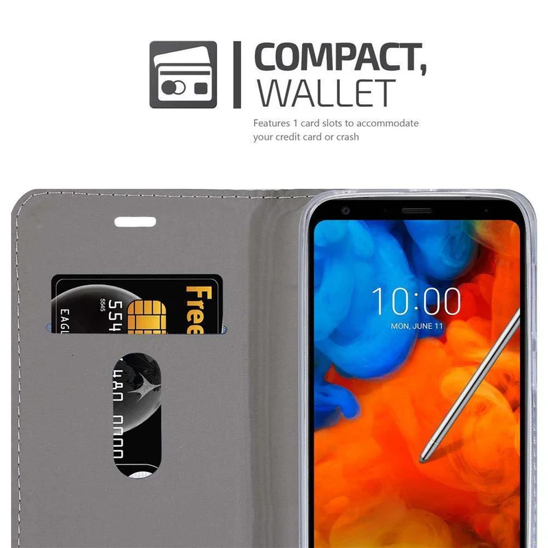 Cadorabo Hülle kompatibel mit LG Q STYLUS Schutzhülle mit Magnetverschluss, Standfunktion und Kartenfach